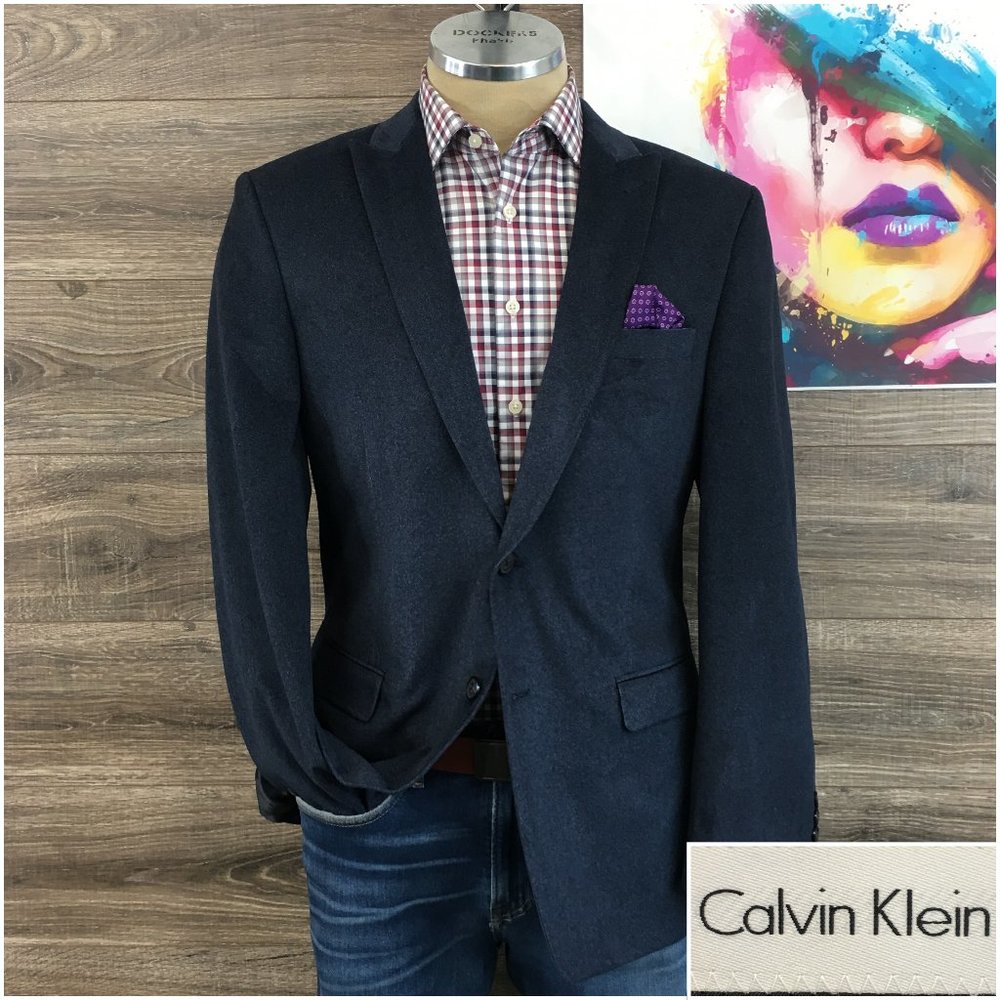 Calvin Klein Men's Blazer Sport Coat Two Button Velvet Sports Jacket‎ 40R Men